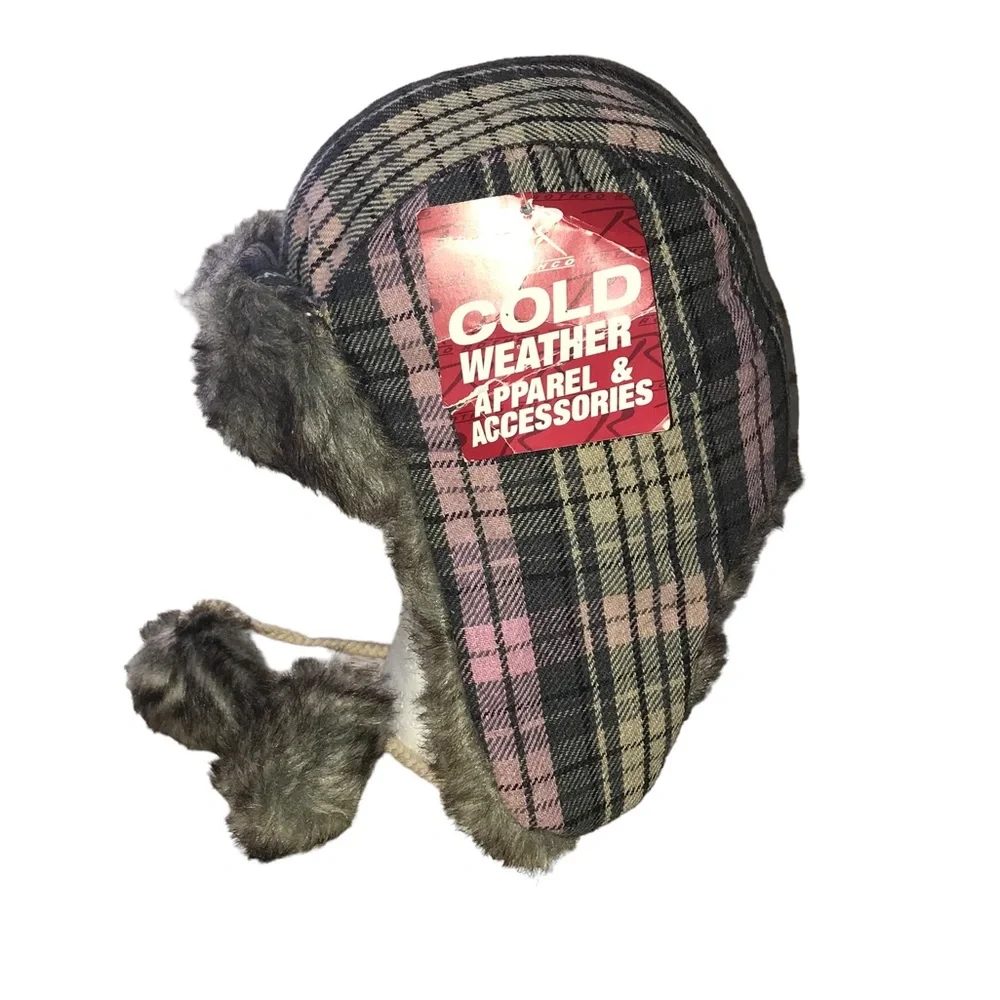 Rothco Plaid Faux Fur Cold Weather Winter Flyer’s Hat - NEW